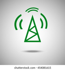 Antenna Icon. Flat style.Grey background. Vector illustration.