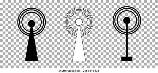 Antenna icon isolated on transparent background. Radio antenna wireless. Technology and network signal radio antenna. Flat design. radio tower design.  eps10.