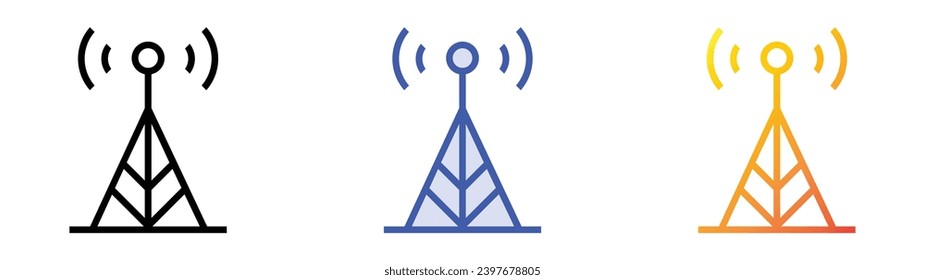 Antennensymbol. Lineare, blaue Füllung und Farbstil-Design einzeln auf weißem Hintergrund
