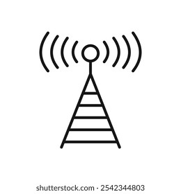 Coleção de contornos de ícones de antena ou definida em preto e branco