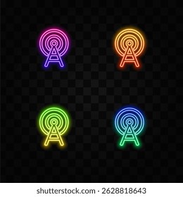 Antenna icon Radio antenna icon Radio tower icon. neon style..