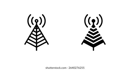 Antenna Icon Set. A black icon of an antenna, representing signal reception.