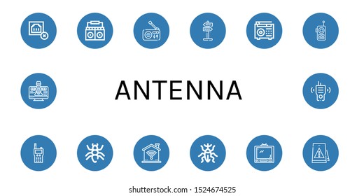 antenna icon set. Collection of Connection error, Radio, Signaling, Walkie talkie, Ant, Wifi, Weevil, Tv, Satellite icons