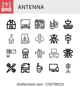 antenna icon set. Collection of Router, Observatory, Tv set, Radio, Walkie talkie, Antenna, Tower, Signaling, Bee, Weevil, Videocamera, Airdrop, Tv, Space station, Televisions icons