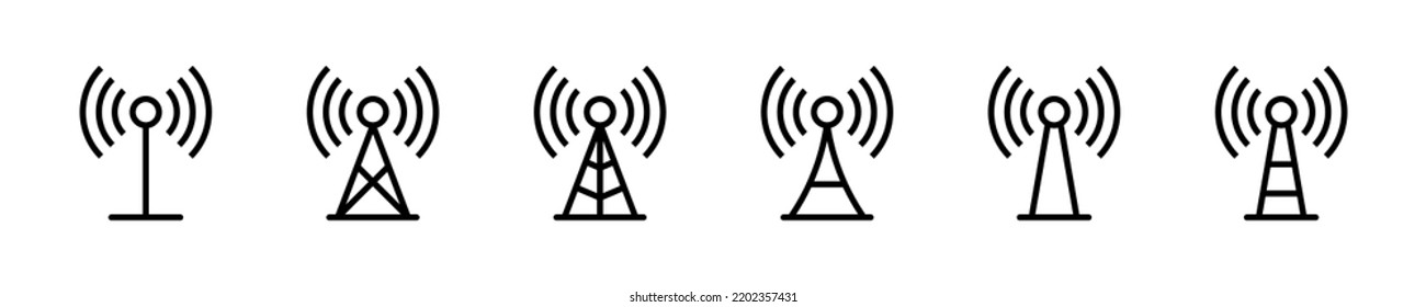 Antenna Icon Set. Radio Antenna Icon. Radio Tower Icons. Vector EPS 10