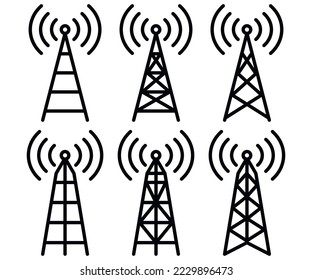 Antenna icon set. Radio tower icons. Vector illustration. Eps 10.