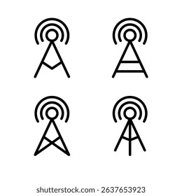 Antenna icon set. Tower icon set. Network icon.