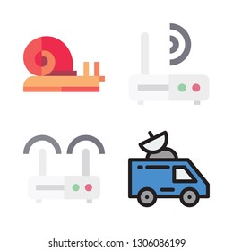 antenna icon set. vector set about satellite, snail and router icons set.