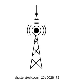 Antenna icon set. Wireless communication icons. Radio antenna icon. Communication tower icons have trendy outline style design.