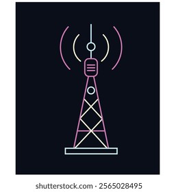 Antenna icon set. Wireless communication icons. Radio antenna icon. Communication tower icons have trendy outline style design.