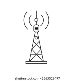 Antenna icon set. Wireless communication icons. Radio antenna icon. Communication tower icons have trendy outline style design.