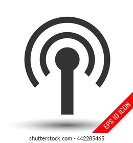 Antenna icon. Simple flat logo of antenna isolated on white background. Vector illustration.