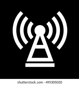 Antenna icon. Simple logo of antenna isolated on white background. Flat illustration.