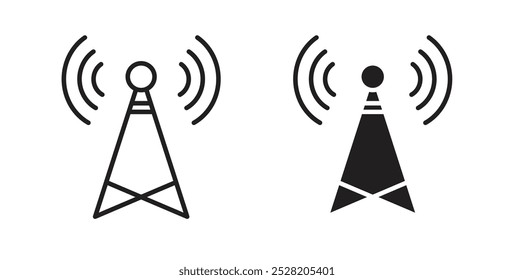 Ícone de antena no estilo sólido e traçado.