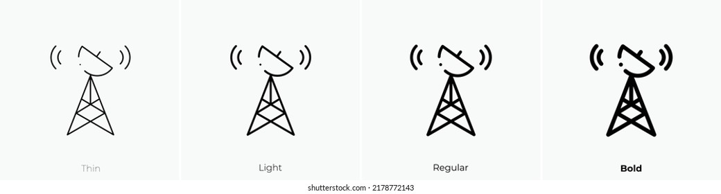 Antennensymbol. Thin, hellrosa und feines Design einzeln auf weißem Hintergrund