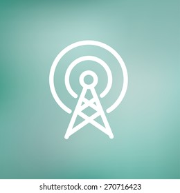 Antenna icon thin line for web and mobile, modern minimalistic flat design. Vector white icon on gradient mesh background.