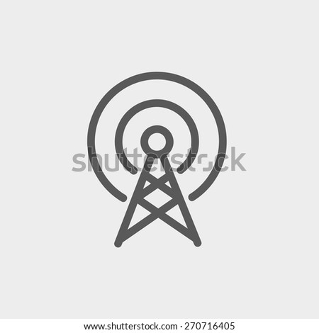 Antenna icon thin line for web and mobile, modern minimalistic flat design. Vector dark grey icon on light grey background.