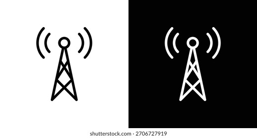 Antenna icon. Vector linear icon isolated in black and white