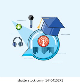 antenna with icons of digital audio studio