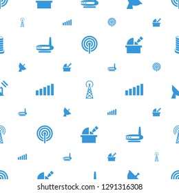 antenna icons pattern seamless white background. Included editable filled signal, satellite, router, observatory, business center building icons. antenna icons for web and mobile.
