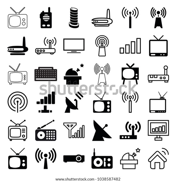 Antenna Icons Set 36 Editable Filled のベクター画像素材 ロイヤリティフリー