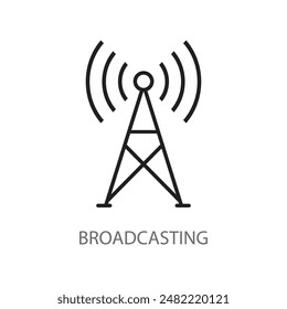 Antenna line icon set. Radio antenna black linear vector isolated on transparent background. Radio tower. Communication towers outline collection. Transmitter receiver wireless signal.