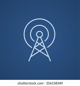 Antenna line icon for web, mobile and infographics. Vector light blue icon isolated on blue background.