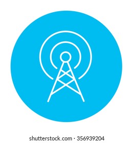 Antenna line icon for web, mobile and infographics. Vector white icon on the light blue circle isolated on white background.