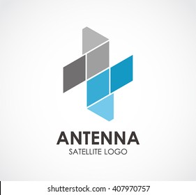Antenna line of satellite abstract vector and logo design or template communication business icon of company identity symbol concept