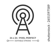 Antenna line ui icon. Wireless radio signal. Wifi technology. Communication, network. 5g connection. Isolated vector outline symbol. Webdesign user interface element linear, pixel perfect
