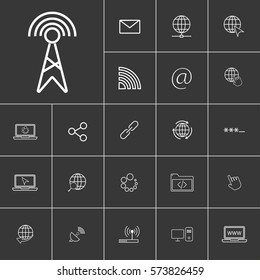Antenna. Linear internet icons set. Universal internet icon to use in web and mobile UI. Internet icons sign.