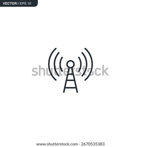 Antenna, linear style sign for mobile concept and web design. Symbol, logo illustration. Pixel perfect vector graphics