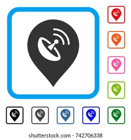 Antenna Marker icon. Flat grey pictogram symbol in a light blue rounded frame. Black, gray, green, blue, red, orange color additional versions of Antenna Marker vector.