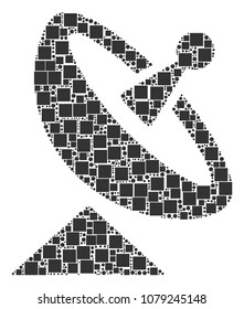 Antenna mosaic icon of square figures and circles in different sizes. Vector objects are combined into antenna collage design concept.