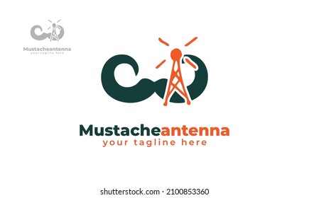 Antenna mustache logo design. vector