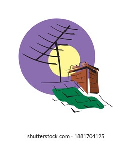 antenna on roof isolated on a white background in EPS10