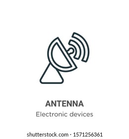 Antenna outline vector icon. Thin line black antenna icon, flat vector simple element illustration from editable electronic devices concept isolated on white background