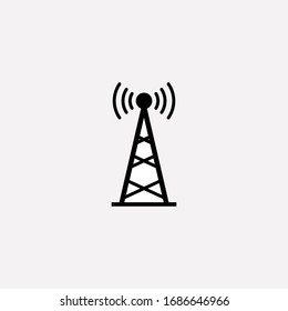 Antenna radio tower signal flat vector icon