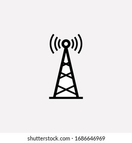 Antenna Radio Tower Signal Flat Vector Icon