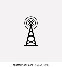 Antenna radio tower signal flat vector icon