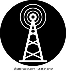 Antenna radio tower signal flat vector icon circle