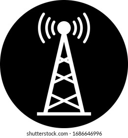 Antenna radio tower signal flat vector icon circle