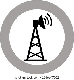 Antenna radio tower signal flat vector icon