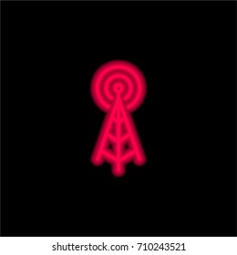 Antenna red glowing neon ui ux icon. Glowing sign logo vector