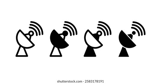 antenna satellite dish icon vector design black white color simple flat illustration sets isolated