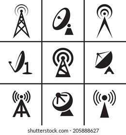 Antenna and satellite dish icons set vector illustration