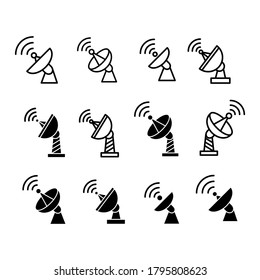 antenna satellite icon set vector