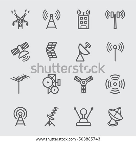 Antenna and Satellite line icon