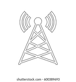 Antenna sign illustration. Vector. Black dotted icon on white background. Isolated.