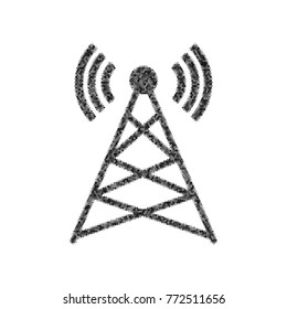 Antenna sign illustration. Vector. Black icon from many ovelapping circles with random opacity on white background. Noisy. Isolated.